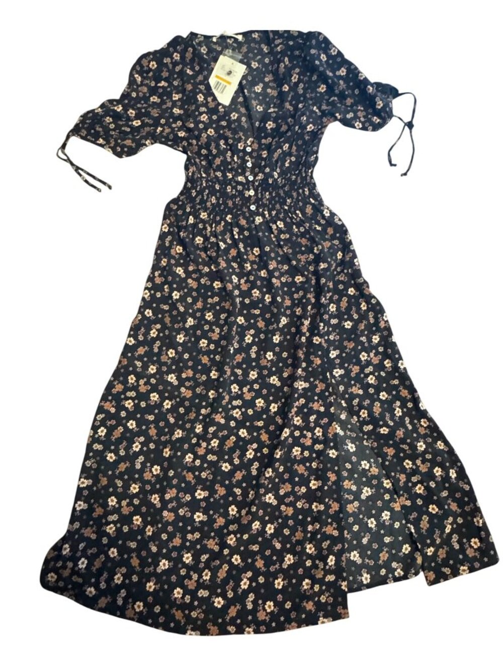 Lola Grace Floral Maxi Dress Small Polyester Black Brown